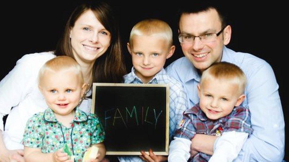 Wendy Richards, her husband and three children