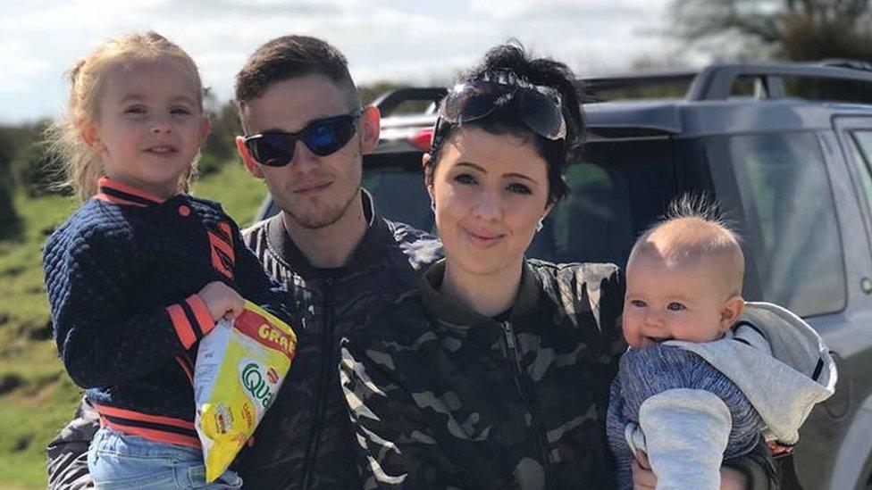 The family L-R: sister Scarlett, dad Kieran, mum Laura and Nigel