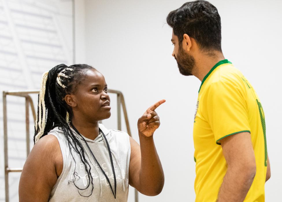 Actors rehearsing Ninety Days written by Ashok Patel