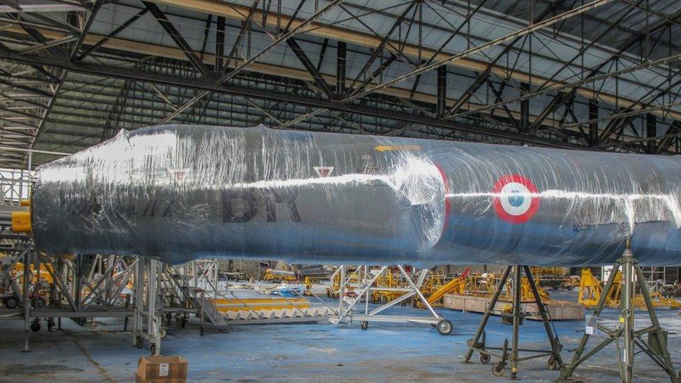 Mirage IV being prepared for transport