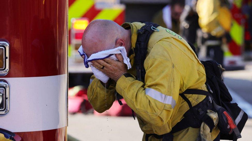 A firefighter in California