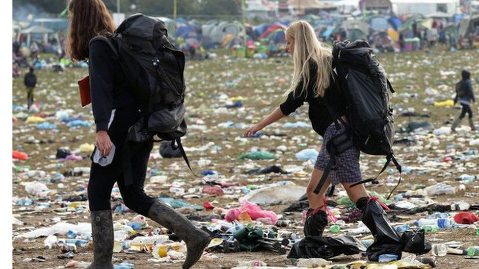 Festival-goers leaving