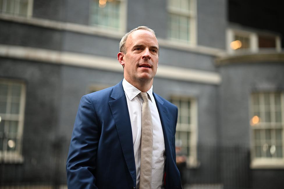 Dominic Raab outside Downing Street