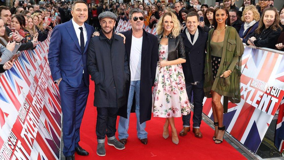 Ant and Dec with David Walliams, Simon Cowell, Amanda Holden and Alesha Dixon.