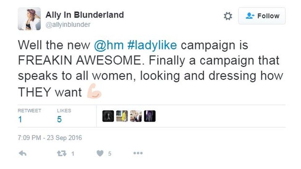 Ally In Blunderland tweeted: "Finally a campaign that speaks to all women, looking and dressing how they want".