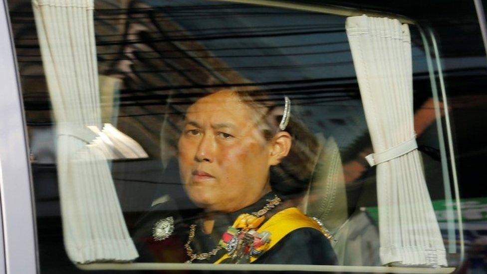 Thai Princess Maha Chakri Sirindhorn looks out from a van