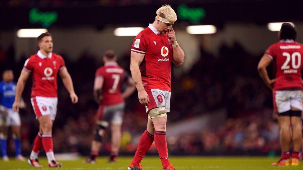 Wales' Aaron Wainwright during the Guinness Six Nations match at the Principality Stadium, Cardiff. Picture date: Saturday March 16, 2024