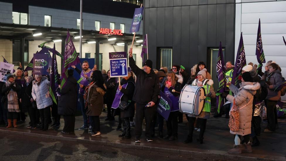 Strikers at Royal Liverpool University Hospital