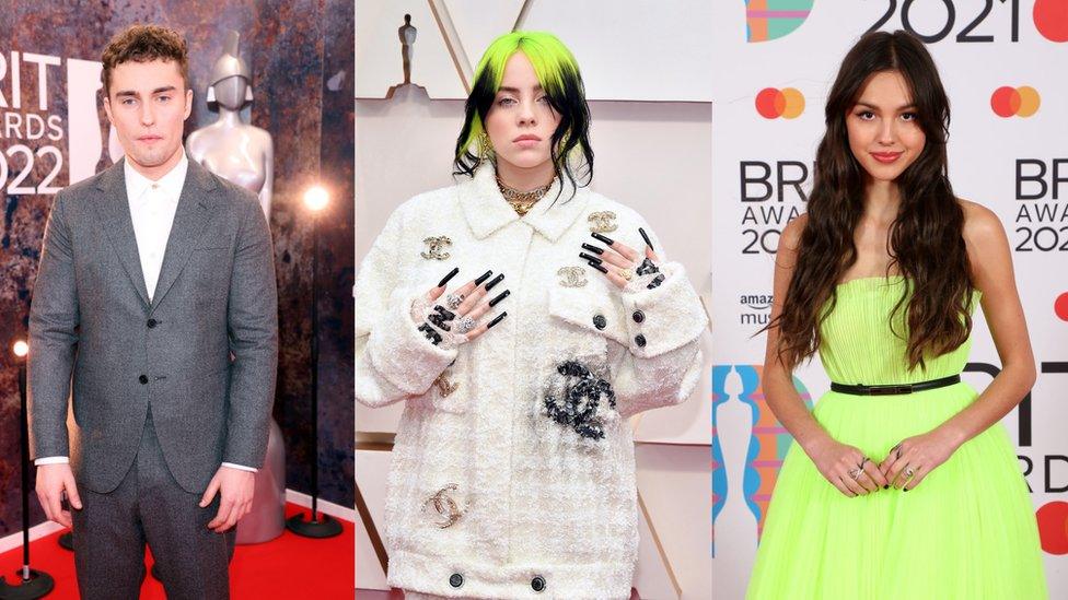 Sam Fender, Billie Eilish, Olivia Rodrigo.