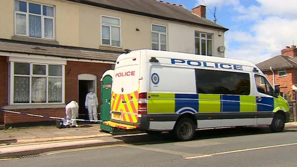 Police at the house on Broad Lane, Walsall