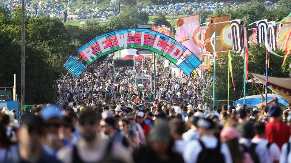 Crowds on the second day of Glastonbury festival