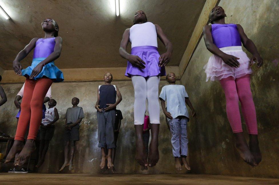 Young ballet dancers jumping in Nairobi, Kenya - Wednesday 18 January 2017