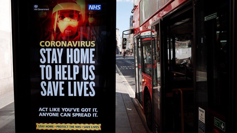 A government coronavirus advert at a bus stop