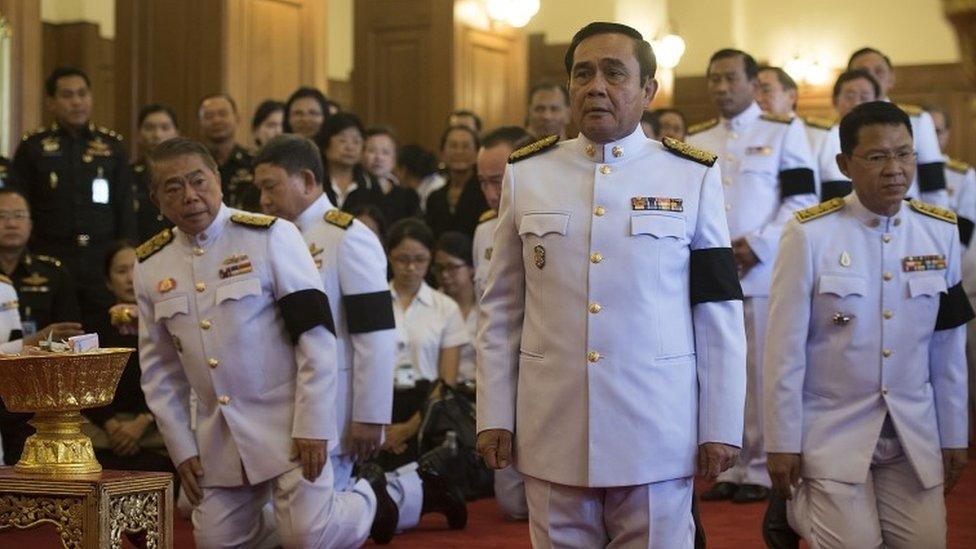 Thai PM Gen Prayuth Chan-ocha, attends royal bathing ceremony for the late King Bhumibol, 14 October 2016