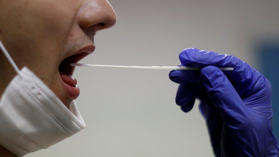 Swab being taken in nostril