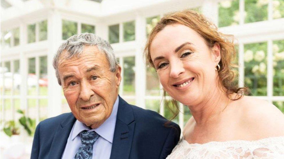 Samantha Andrews-Pierce and her dad Terry on her wedding day