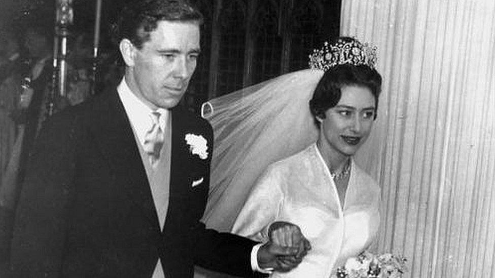 Princess Margaret with Lord Snowdon on their wedding day