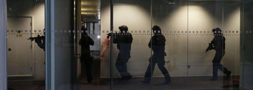 Armed Response Vehicle (ARV) officers during a Metropolitan Police training programme