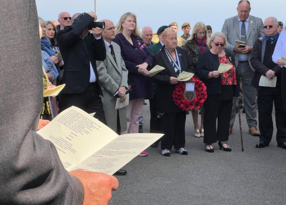 The commemoration taking place at the site of the ATS accommodation in Great Yarmouth