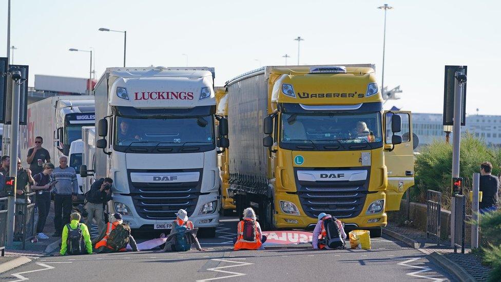 Insulate Britain of protesters blocking the A20 in Kent