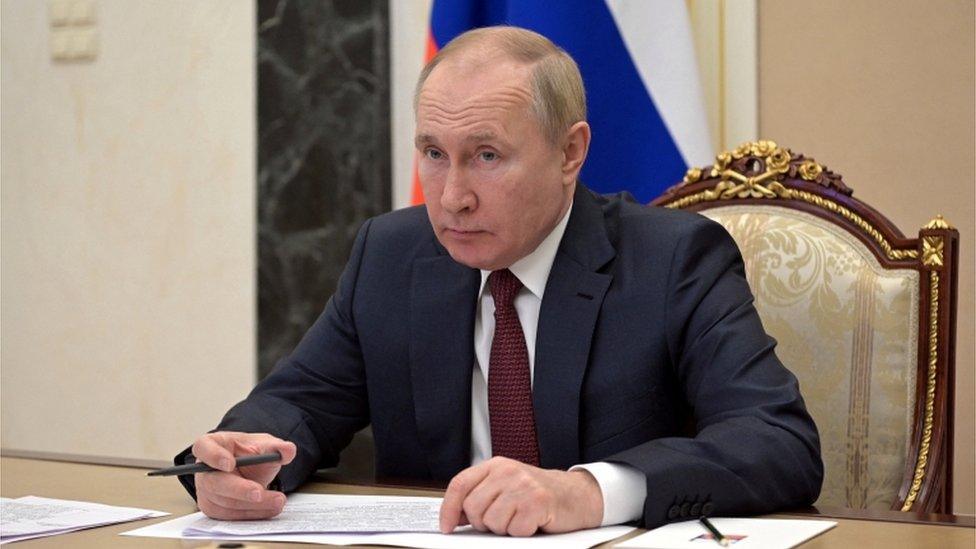 Vladimir Putin at a meeting in Moscow in January 2022