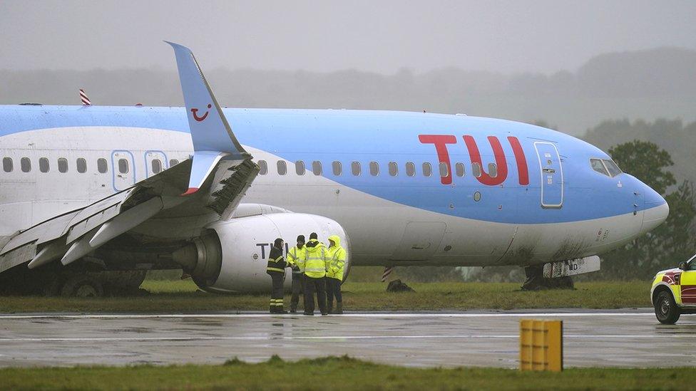 Plane off runway at Leeds Bradford Airport