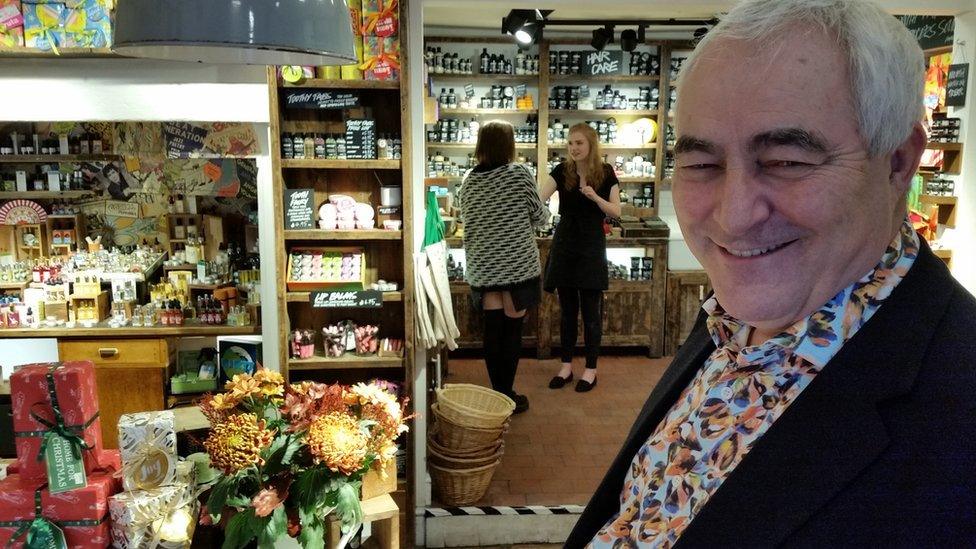 Mark Constantine in a Lush shop