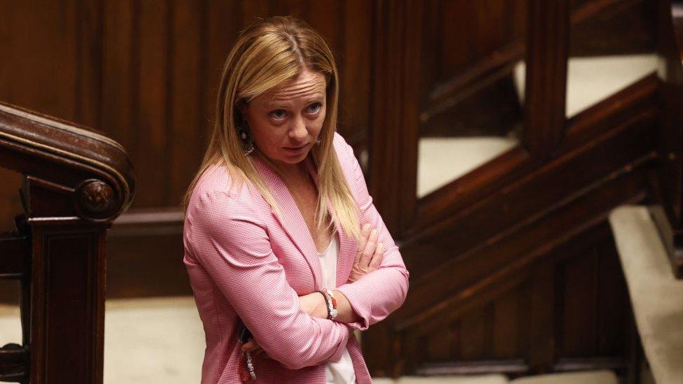 Fratelli d'Italia rightist opposition party's leader Giorgia Meloni in the Chamber of Deputies in Rome on 21 July