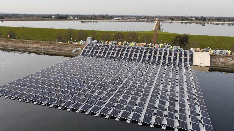 Section of solar farm being constructed