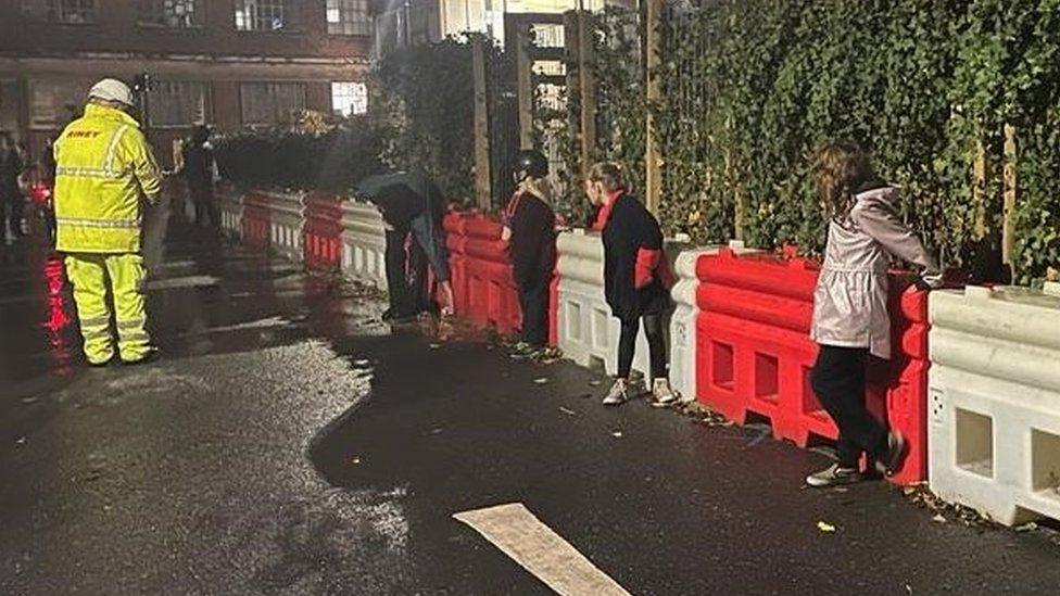 Children guard the blockades