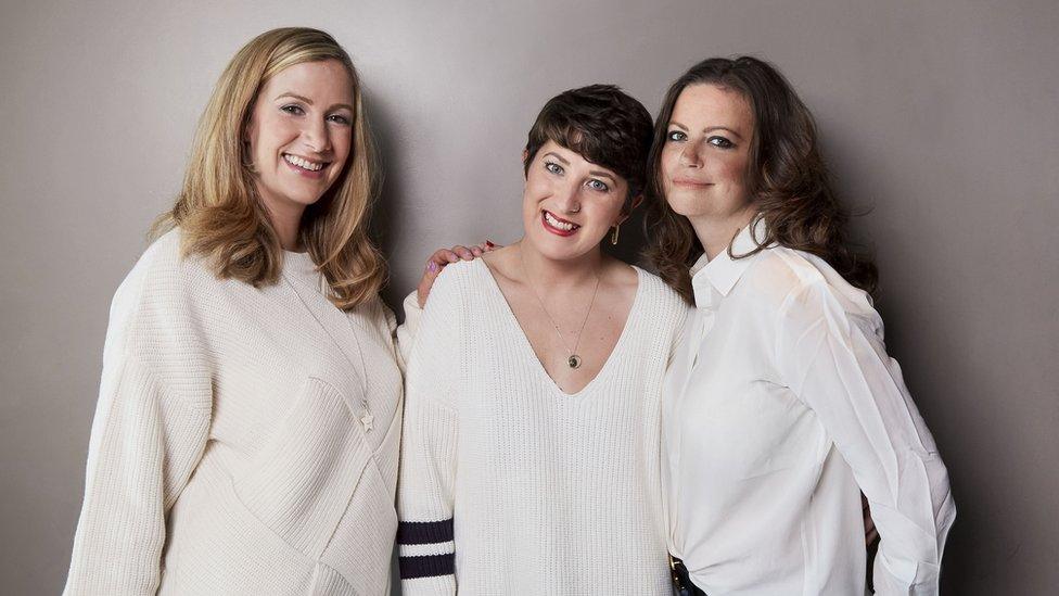 Lauren Mahon (centre) with her Big C co-hosts Deborah James (left) and the late Racheal Bland