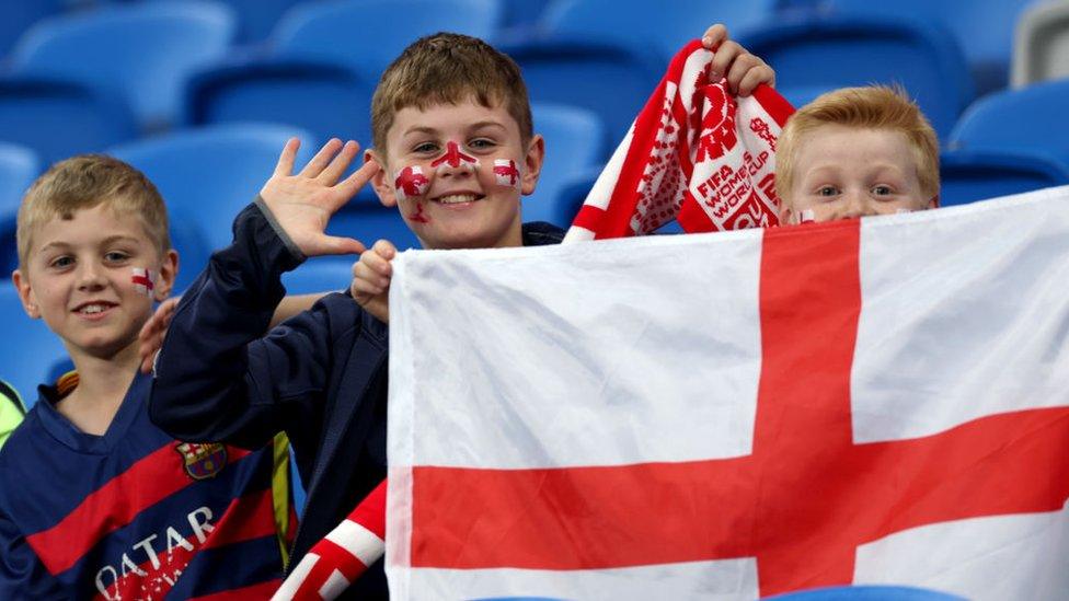 Supporters of England prior to the FIFA Women's World Cup Australia & New Zealand 2023 Group D match between England and Denmark at Sydney Football Stadium on 28 July