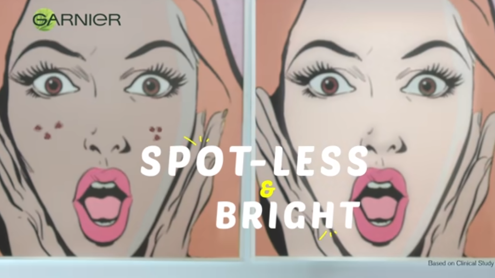 Screenshot of advert for Garnier lightening product