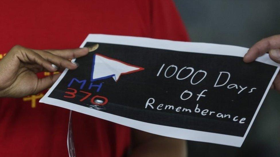 A "1000 Days Of Remembrance MH370" leaflet produced by the bereaved families