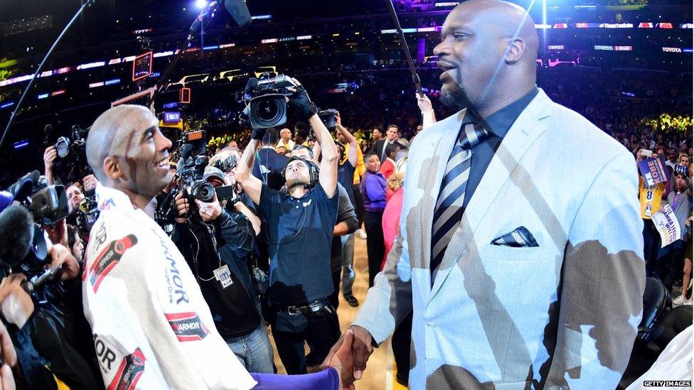 Kobe with former teammate Shaquille O'Neal