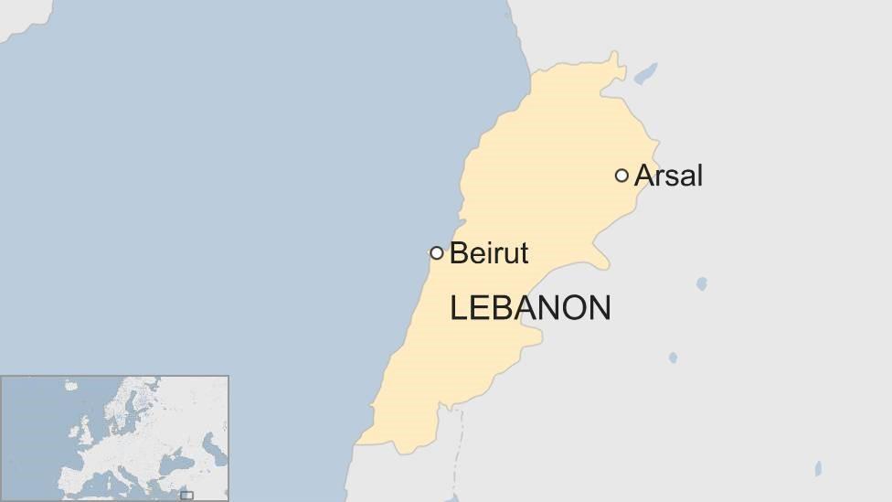 Map of Lebanon showing location of Arsal