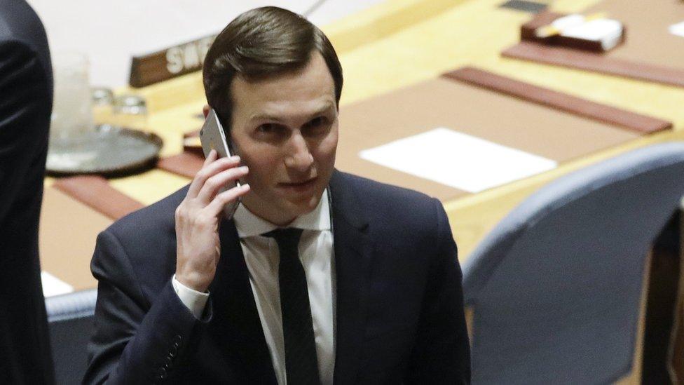 White House Senior Advisor Jared Kushner talks on his cell phone