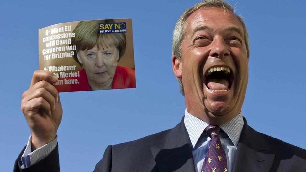 Nigel Farage posing for photographers after the parliament session (7 Oct)