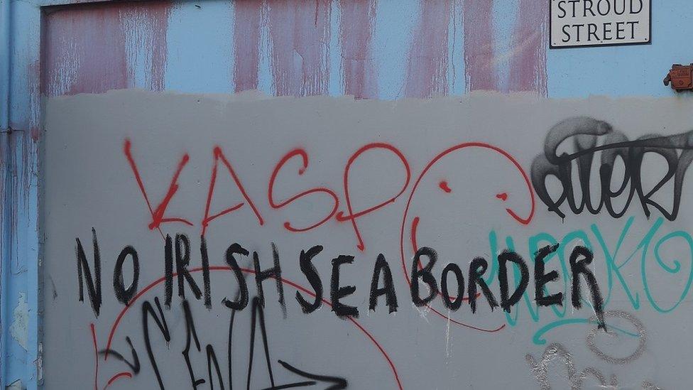 Anti-Irish Sea border graffiti in Belfast