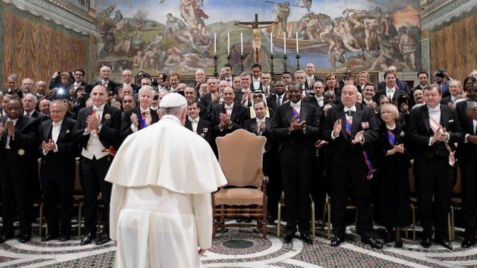 Pope Francis speaks to diplomats at the Vatican. Photo: 9 January 2017