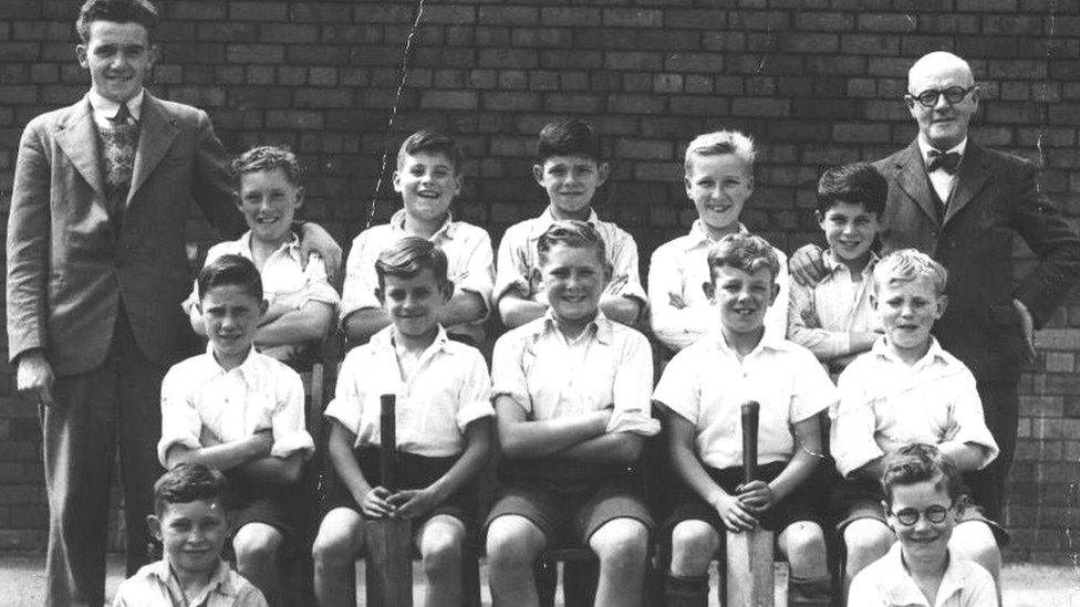 Mel Nurse (centre, back row) in Cwmbwrla Junior School cricket team