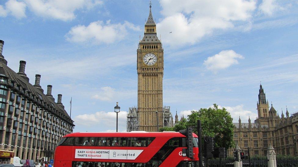 Big Ben and a double-decker bus