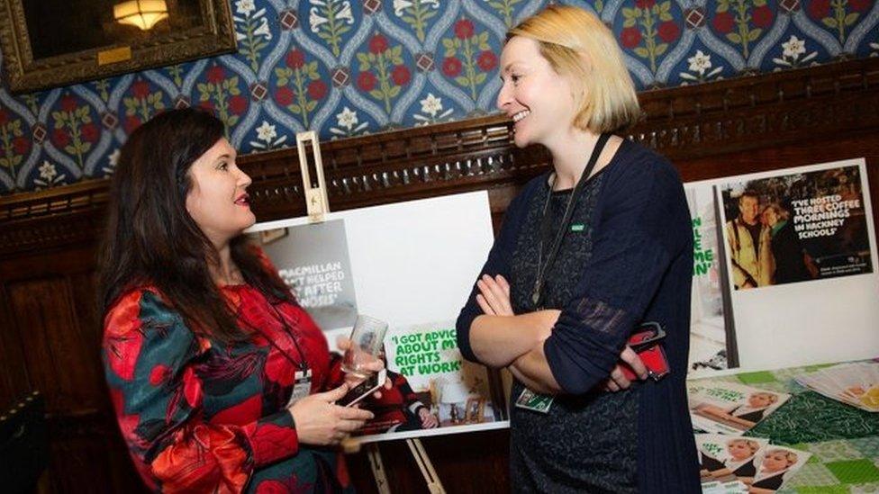 Cathy Simms at a Macmillan coffee morning in parliament