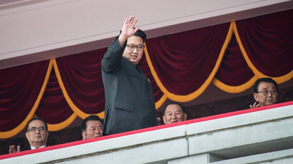 North Korean leader Kim Jong-Un waves