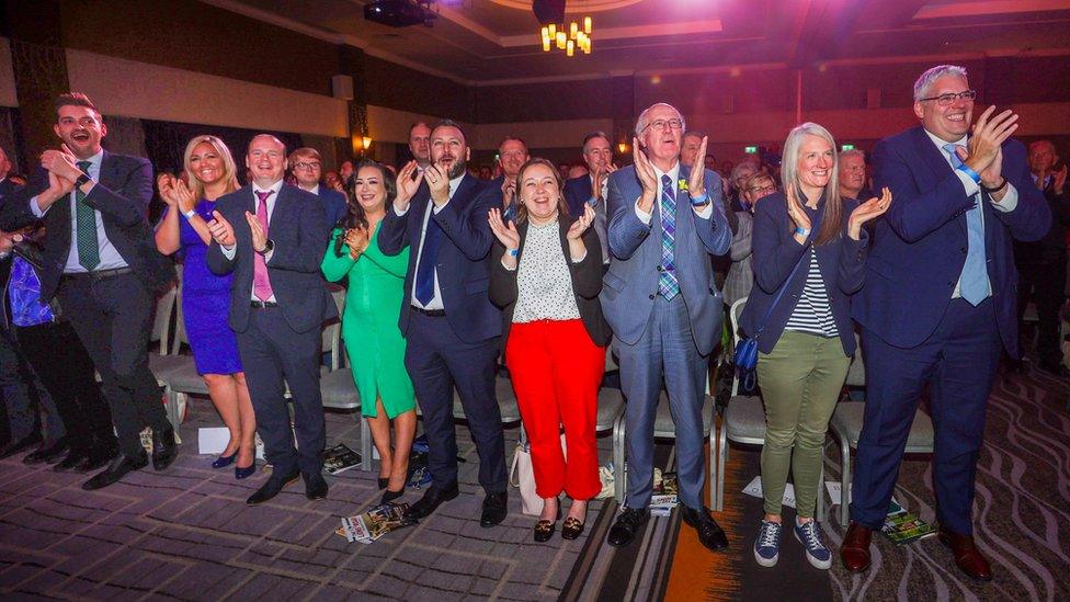 DUP representatives applaud Sir Jeffrey Donaldson