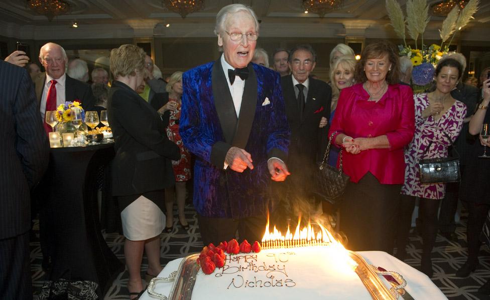 Nicholas Parsons at his 90th birthday party at the Churchill Hotel in London on October 8, 2013