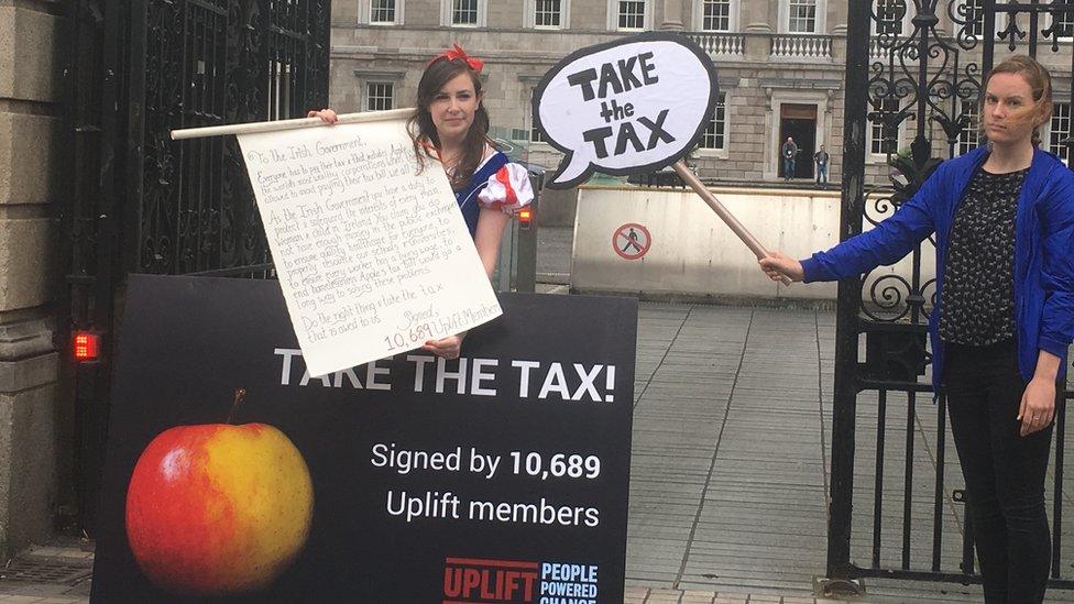 Protesters outside the Irish Parliament on Friday