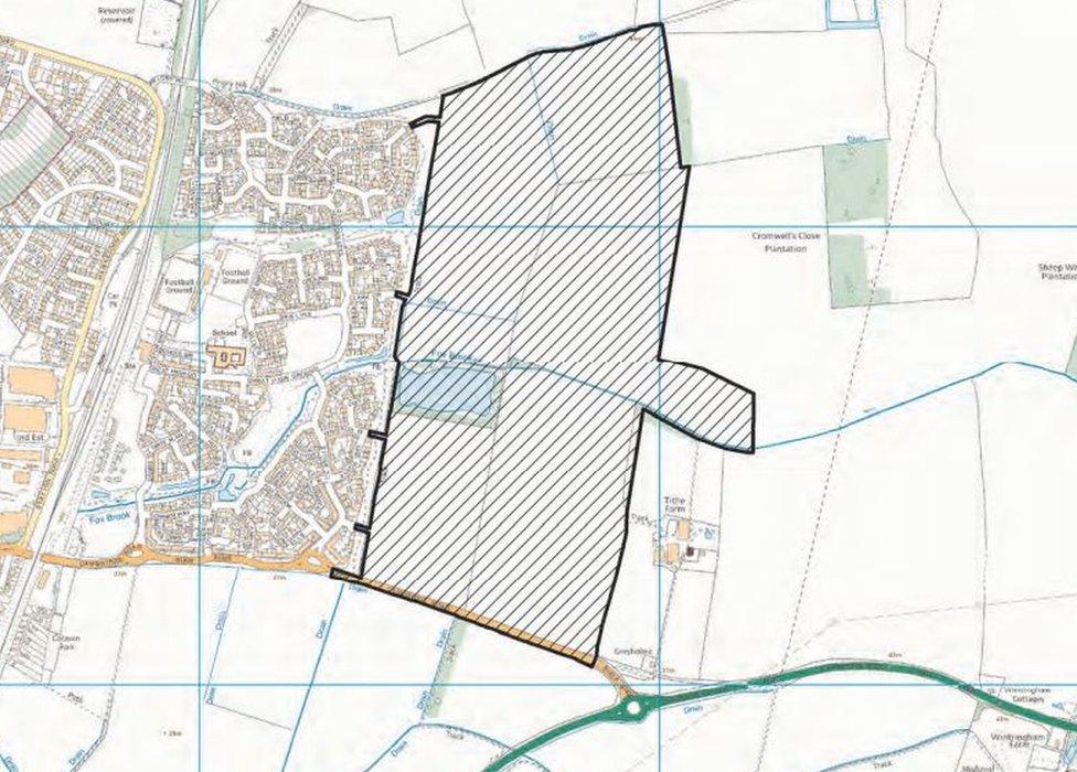 Loves Farm development, St Neots map