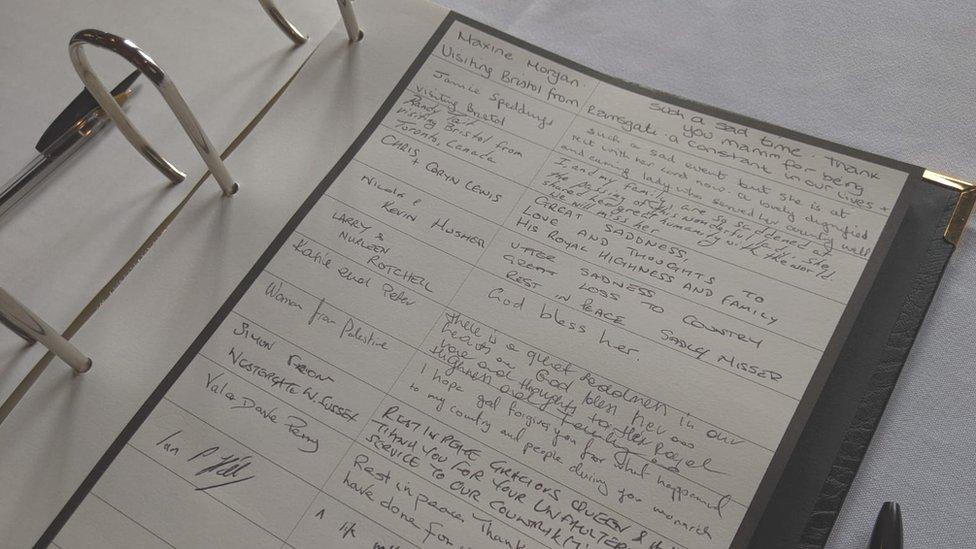 Book of condolences at Bristol Cathedral