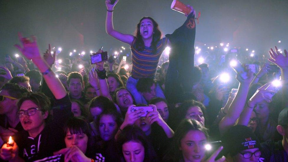 Crowds at a music festival.